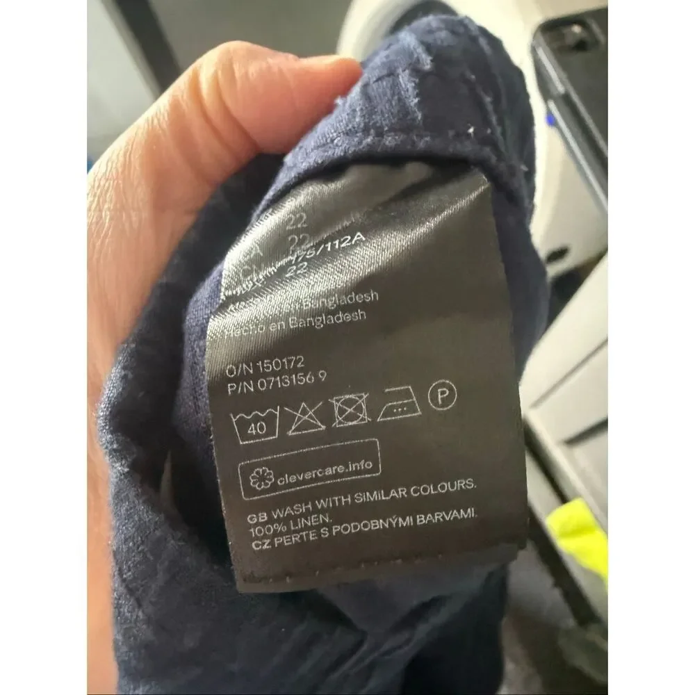 H&M Women’s 26 Navy Blue Linen Pull on Pants